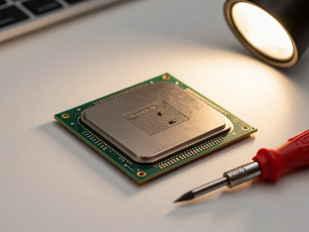 Microprocesador real sobre placa técnica que ilustra la tecnología analizada con calma y criterio.